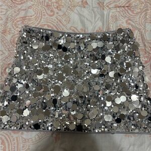 Glamorous Silver Sequin Mini Skirt